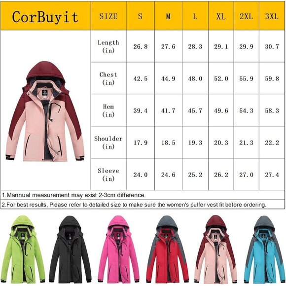 Womens Black Mountain Waterproof Ski Jacket Hooded Windproof Winter Coat Snow - Picture 7 of 7